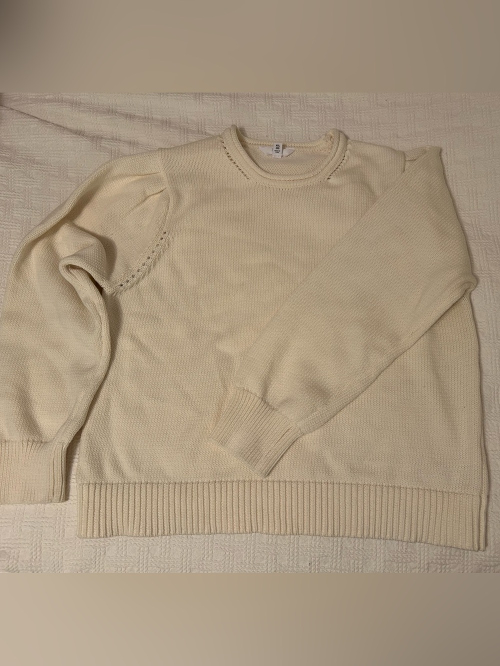 Time and Tru Cream Women's Roll Neck Sweater